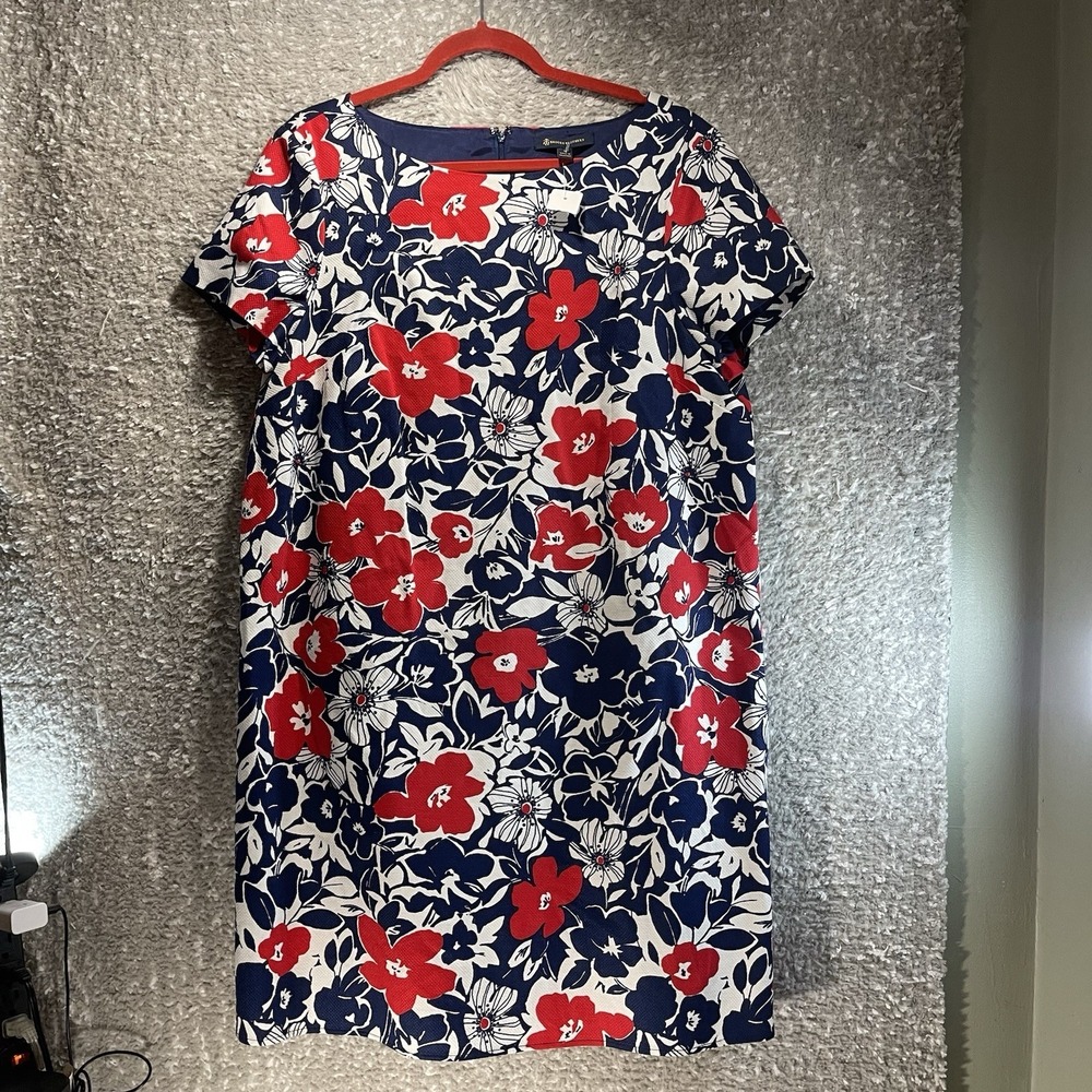 Brooks Brothers Floral Boat Neck Shift Dress Pockets Size 16 Lined Preppy NWT